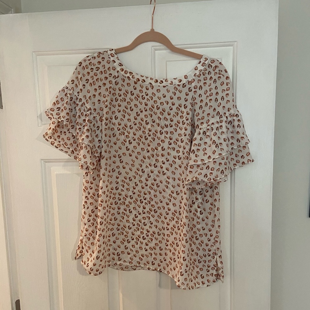 Loft blush pink and white blouse